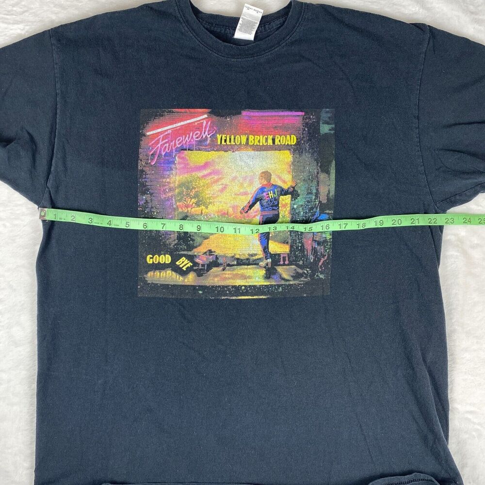 Mens Shirt XL Black Elton John Farewell Yellow Brick Road Short Sleeve Crew Neck - Picture 4 of 7
